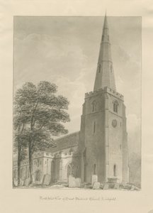 Lichfield - Église St. Michael : dessin sépia - John Chessell Buckler