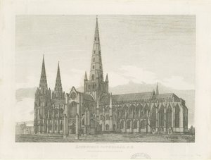 Cathédrale de Lichfield - Vue sud-est: gravure, nd [c 1820]