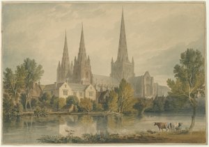 Cathédrale de Lichfield - Vue sud-ouest - John Chessell Buckler