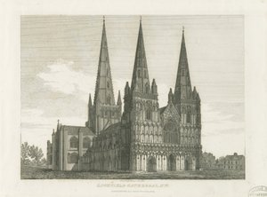 Cathédrale de Lichfield - Façade ouest : gravure, nd [c. 1820] - John Chessell Buckler
