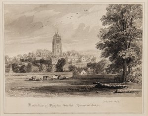 Vue nord-ouest de Shepton Mallet, Somersetshire, 1834 - John Chessell Buckler