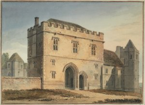 Vue nord de la grande porte du collège à Maidstone, Kent - John Chessell Buckler