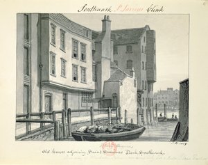 Vieilles maisons adjacentes au quai St. Saviour, Southwark, 1827, de 