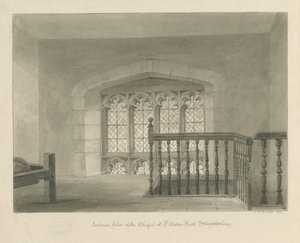 Pillaton Hall - Intérieur de la chapelle : dessin sépia, 1841
