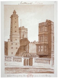 Manufacture de plombs, Tooley Street, depuis le pont de Londres, Bermondsey, Londres - John Chessell Buckler