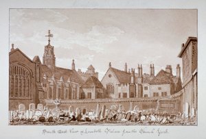 Vue sud-est du palais de Lambeth depuis le cimetière de l