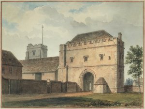 Vue sud de la grande porte du collège à Maidstone - John Chessell Buckler
