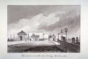 Postes de péage sur le pont de Southwark, Londres - John Chessell Buckler