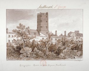 Vue de la tour télégraphique à West Square, Southwark, Londres, 1827 - John Chessell Buckler