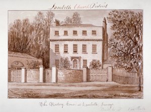 Vue de la maison du recteur de St Mary à Lambeth, Londres - John Chessell Buckler