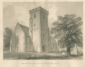 Worcestershire - Église de Hampton Lovett : dessin sépia, 1833 - John Chessell Buckler