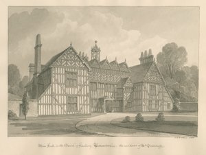 Worcestershire - Hanbury - Meer Hall : dessin sépia - John Chessell Buckler