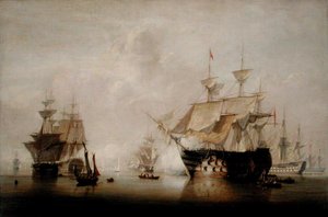 Navires de guerre séchant leurs voiles