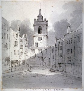 Église Saint-Gilles sans Cripplegate depuis Fore Street, Londres, 1790 - John Claude Nattes