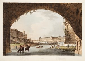 Le Louvre; La Monnaie; Le Collège des Quatre Nations; Le Pont de la Réunion, illustration de Versailles, Paris et Saint Denis, pub. 1805 - John Claude Nattes