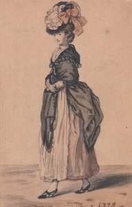 Une dame de mode avec un châle noir et des chaussures noires - John Collet