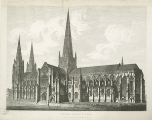 Cathédrale de Lichfield - Vue du sud-est (gravure)