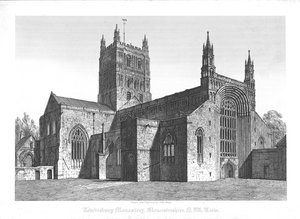 Monastère de Tewkesbury, Gloucestershire, vue N. O., début du 19e siècle - John Coney