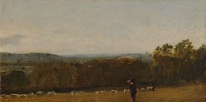 Un berger dans un paysage, regardant à travers Dedham Vale vers Langham
