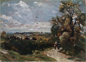 Une charrette sur la route de Flatford - John Constable