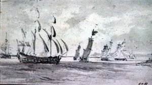 Navires par vent frais sur la Tamise ou la Medway - John Constable