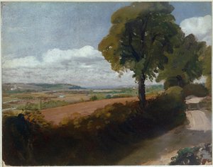 Vue de Dedham depuis le chemin menant de l