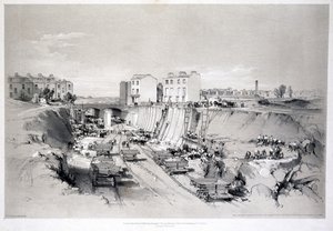 Construction des murs de soutènement à Park Street, Camden Town, 1836