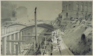 Construction des murs de soutènement à Park Street, Camden Town, septembre 1836