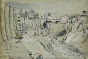 Construction du chemin de fer de Londres à Birmingham, vers 1835 - John Cooke Bourne