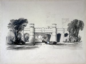 Ponts ferroviaires de Rugby vus de la route, Warwickshire, avril 1839