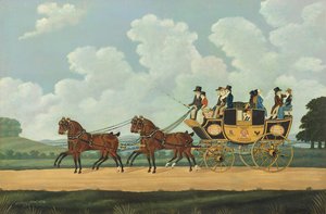 Diligence de J. et W. Chaplin de Douvres à Londres sur la route - John Cordrey