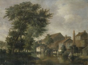 Une scène de rivière, peut-être à Norwich, c.1817 - John Crome