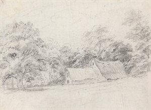 Deux bâtiments parmi les arbres - John Crome