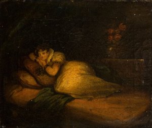 Intérieur avec femme sur un lit, 1780 - John Daniel Bond