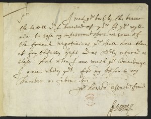 Lettre autographe de John Donne à Sir Robert Cotton, écrite depuis la prison, 20 février 1601 - John Donne