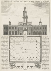 Élévation, plan et histoire de la Bourse Royale de Londres - John Donowell