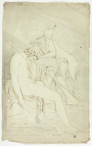 Ancien bas-relief du chasseur endormi et du chien - John Downman