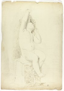 Ancienne statue de putto assis jouant avec un masque - John Downman