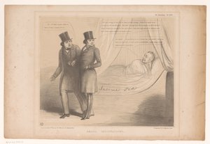 Caricature de Peel dans un lit confortable