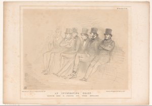 Caricature avec divers politiciens en rang