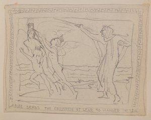 Aoife envoie les enfants de Lir errer sur la mer - John Duncan