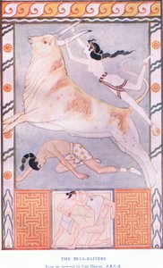 Les chasseurs de taureaux, illustration de Myths of Crete and Pre-Hellenic Europe - John Duncan