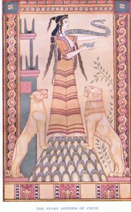La déesse serpent de Crète, illustration de Myths of Crete and Pre-Hellenic Europe
