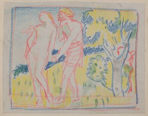 Sans titre [Figure masculine et féminine dans un paysage] - John Duncan