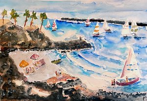 Voiliers sur une plage tropicale - John Dunn