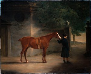 Un chasseur et un palefrenier dans une cour, 1816 - John E. Ferneley