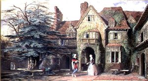 Extérieur de Stoke House, avec des personnages - John Edmund Buckley