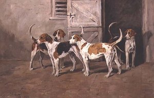 Quatre chiens près d
