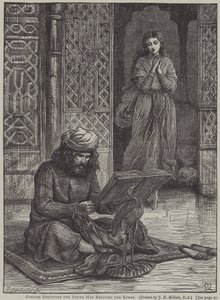 Zobeide découvre le jeune homme récitant le Coran (gravure) - John Everett (after) Millais