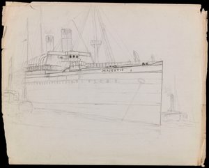 PAH1223; Croquis du paquebot Majestic (inachevé) - John Everett